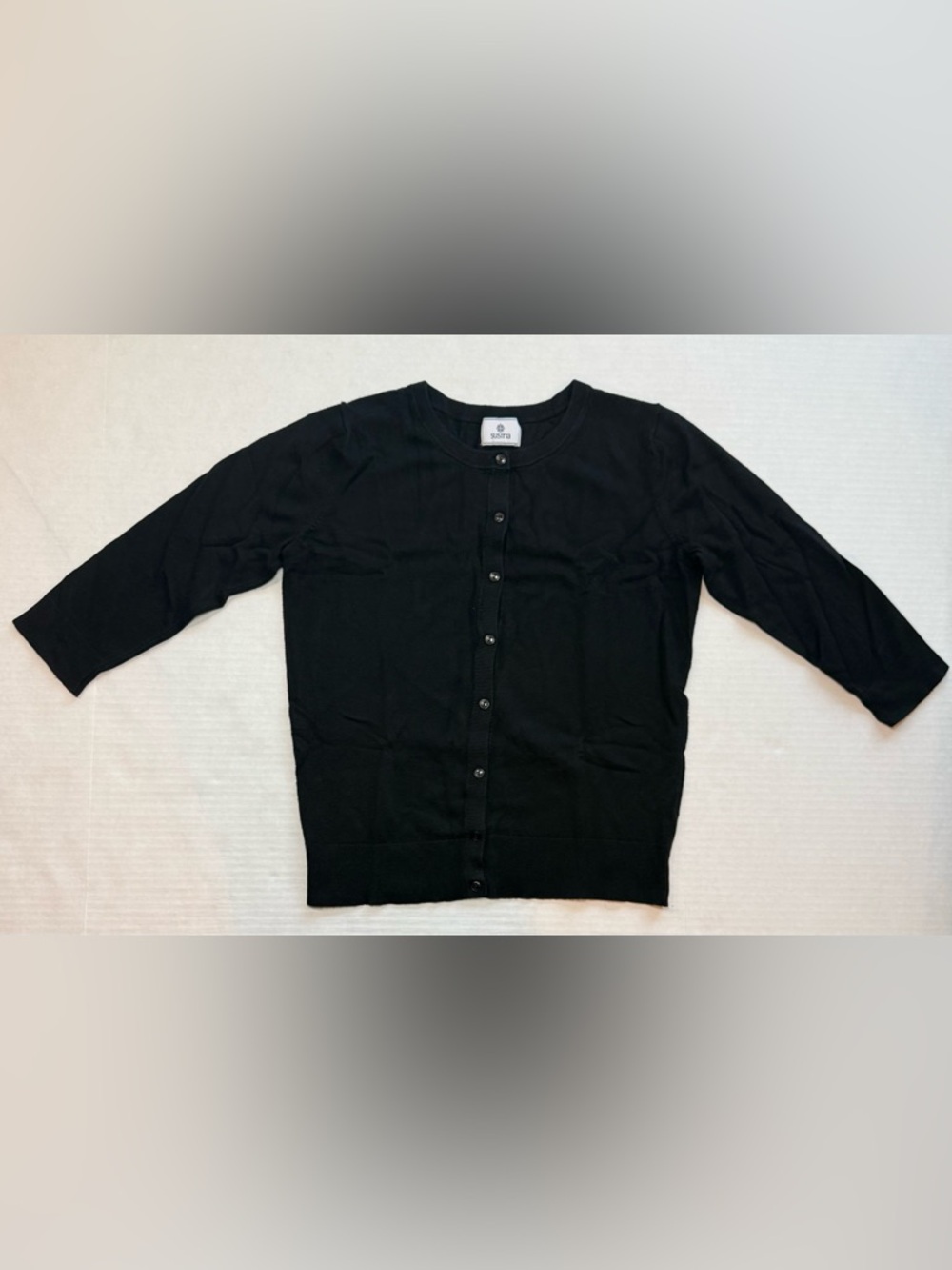 Susina Button-Up Cardigan Sweater Classic Knit Black Size S